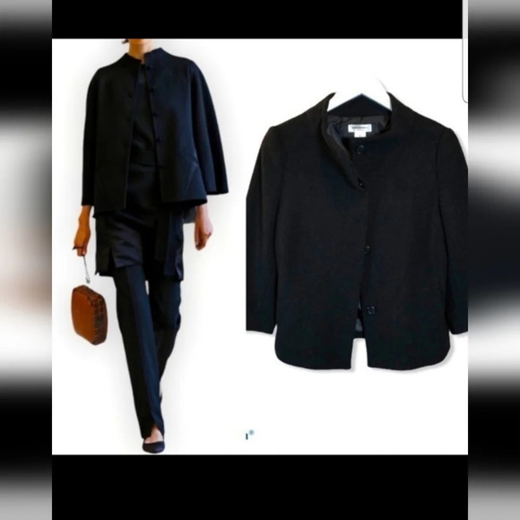 Isaac Mizrahi Black Wool Blend Tweed Jacket size Medium Hidden Buttons - Picture 1 of 5